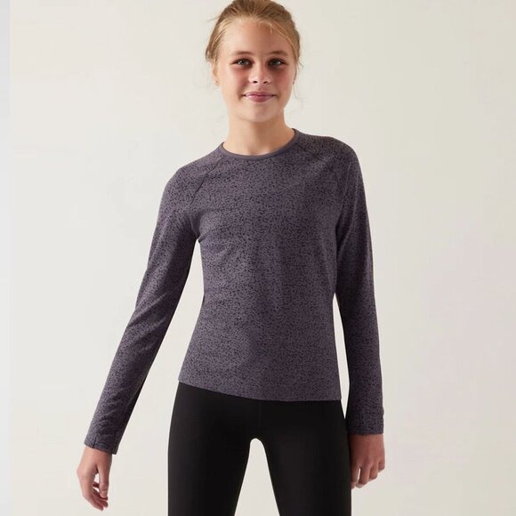 ATHLETA Girl Power Up Pebble Long Sleeve Top No Size Tag Check Measurements - Picture 1 of 10